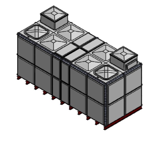 Purewater 23805 Litre GRP Sectional 5x2x2 Water Tank, Totally Internally Flanged, Divided, AB Airgap