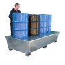 Galvanised Steel 2 IBC Spill Pallet, side view