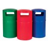 Hooded litter bin with lid and plastic liner