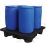 4 Drum Stackable Spill Pallets - loaded with 4 drums